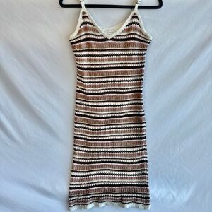 Crochet Midi Tank Dress Wild Skye Large Boho Chic Hippie Earthy Western Knit Y2K